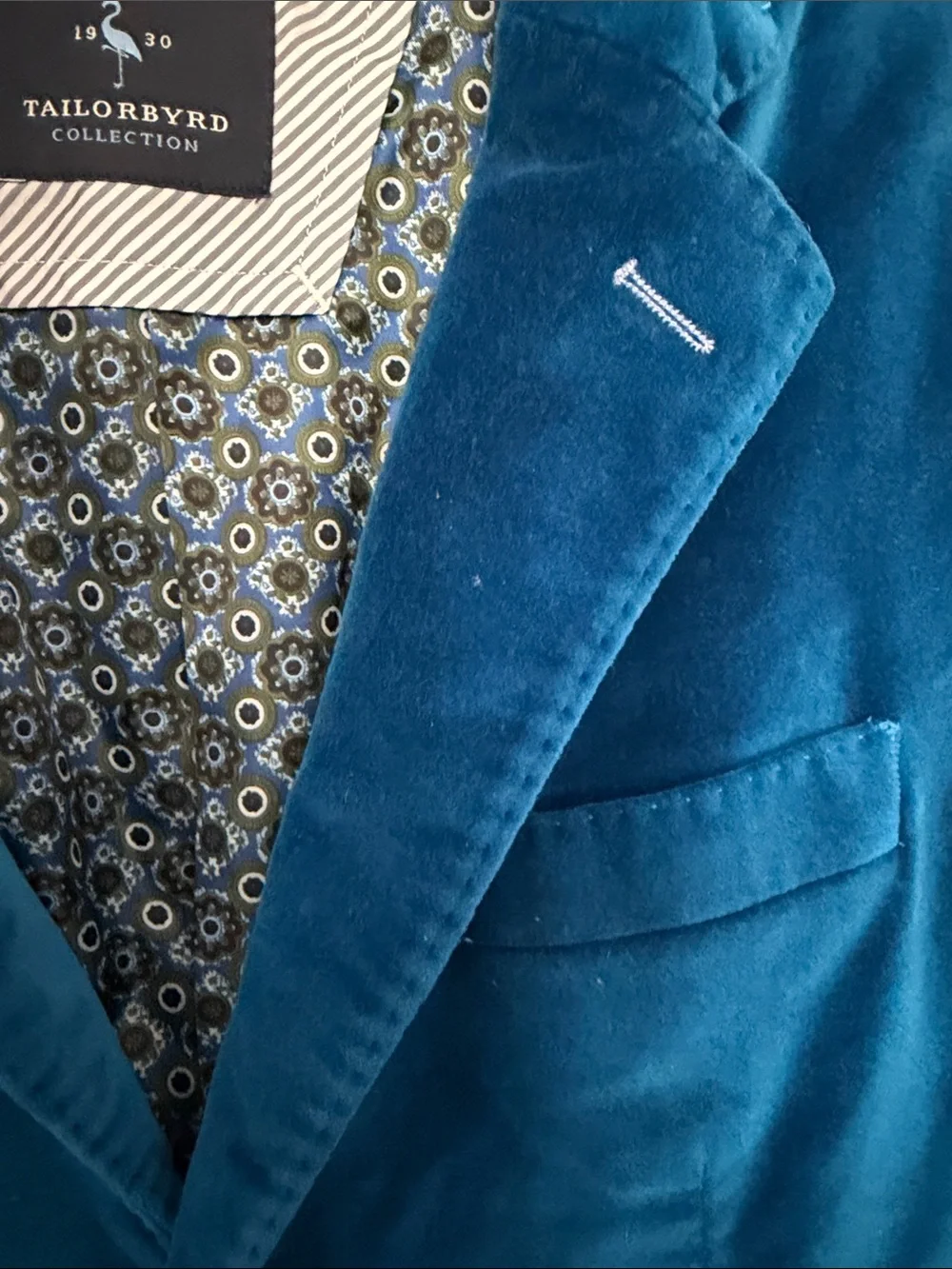 Tailorbyrd Teal Velvet Sport Coat Blazer Men’s 38S